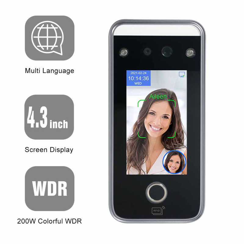 접근 제어를 위한 LUNIX 시스템 얼굴 인식 출결 기계 4.3 인치 터치 스크린